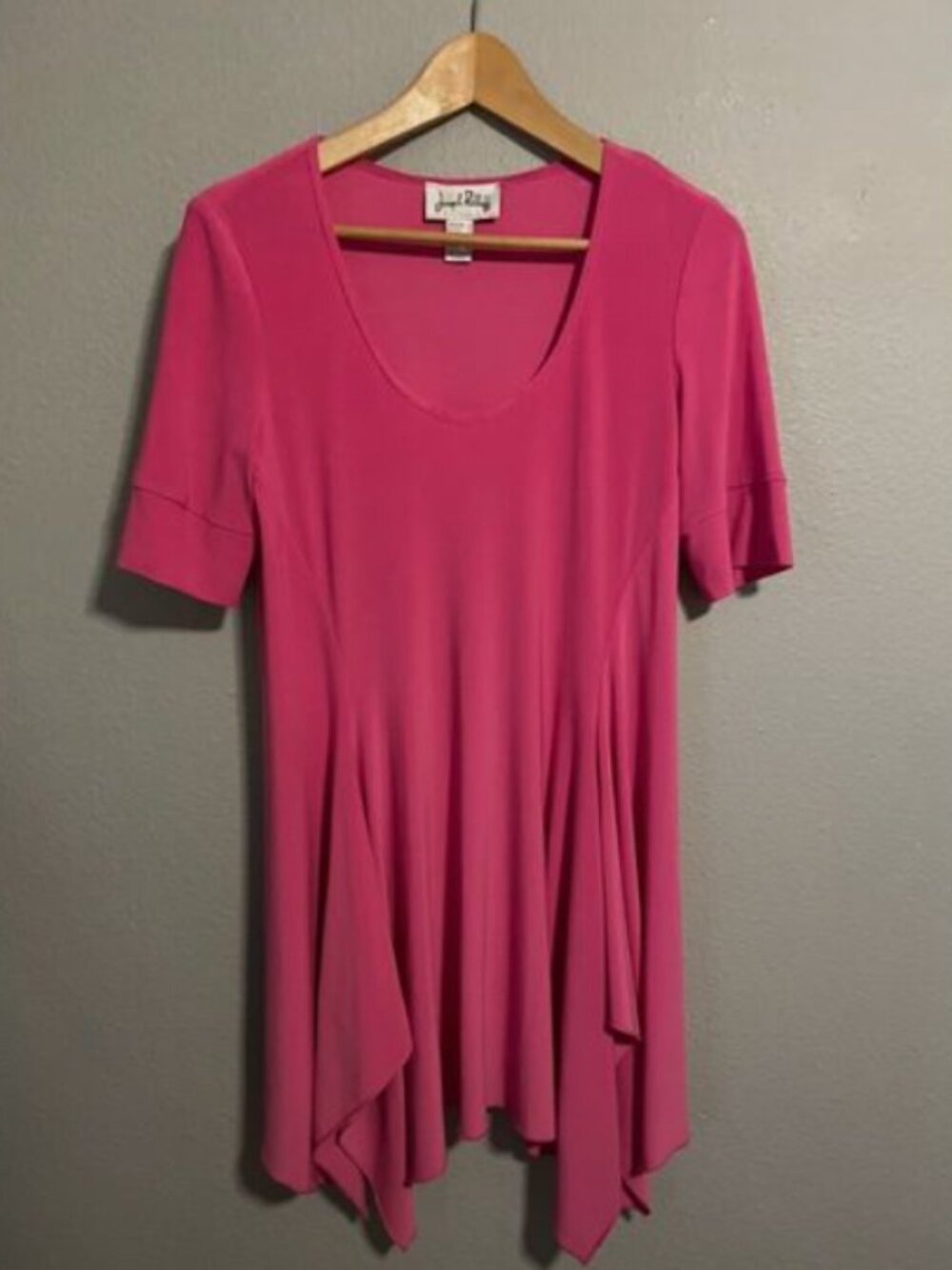 Joseph Ribkoff Womens Soft Tunic Size 8 Pink Stretch Asymmetric Hem